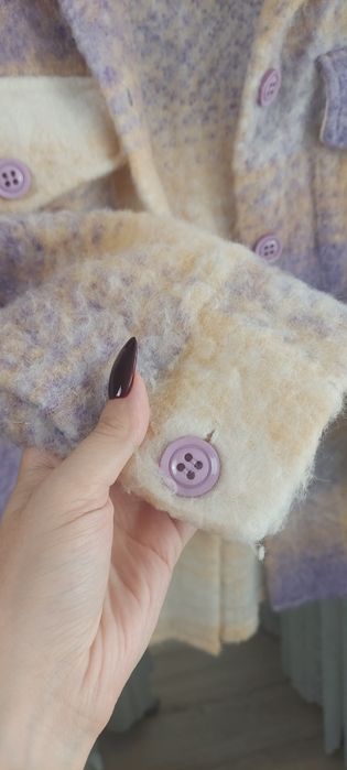Wełniana 65% wełna kurtka koszula płaszcz narzutka Made in Italy S M