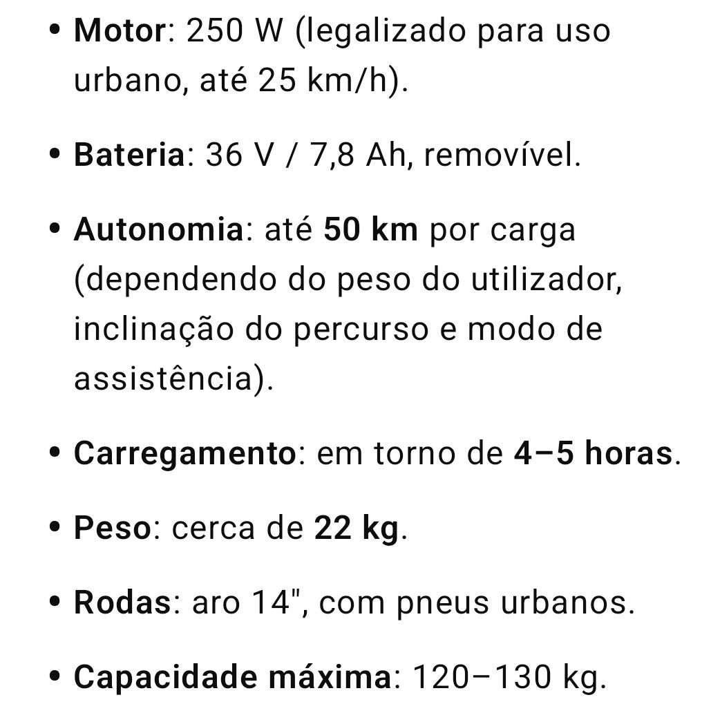 Bicicleta elétrica urban glide