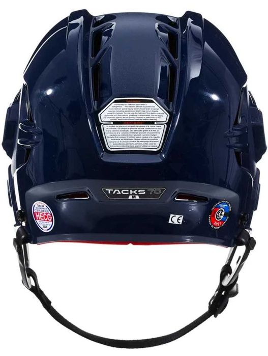Kask hokejowy CCM Tacks 70 z kratą rozmiar M od 56 do 60 cm Niebieski
