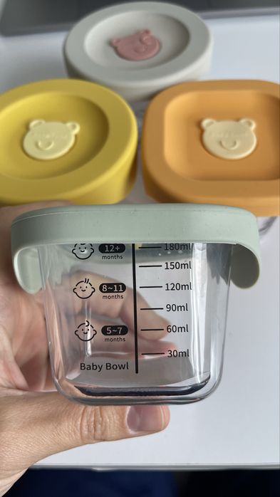 Дитяча місочка(Baby Bowl) зі скляною чашею та силіконовою кришкою