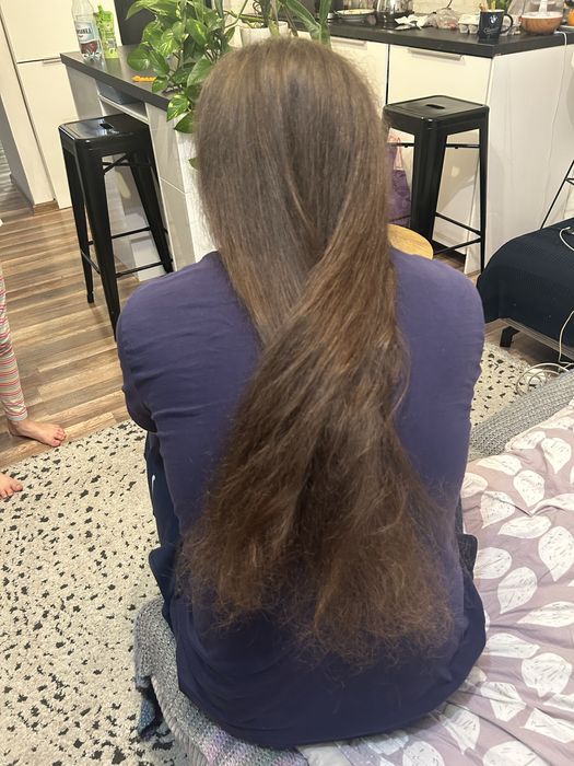 Wlosy naturalne dziewicze krecone ciemny braz dwa warkocze 50 cm