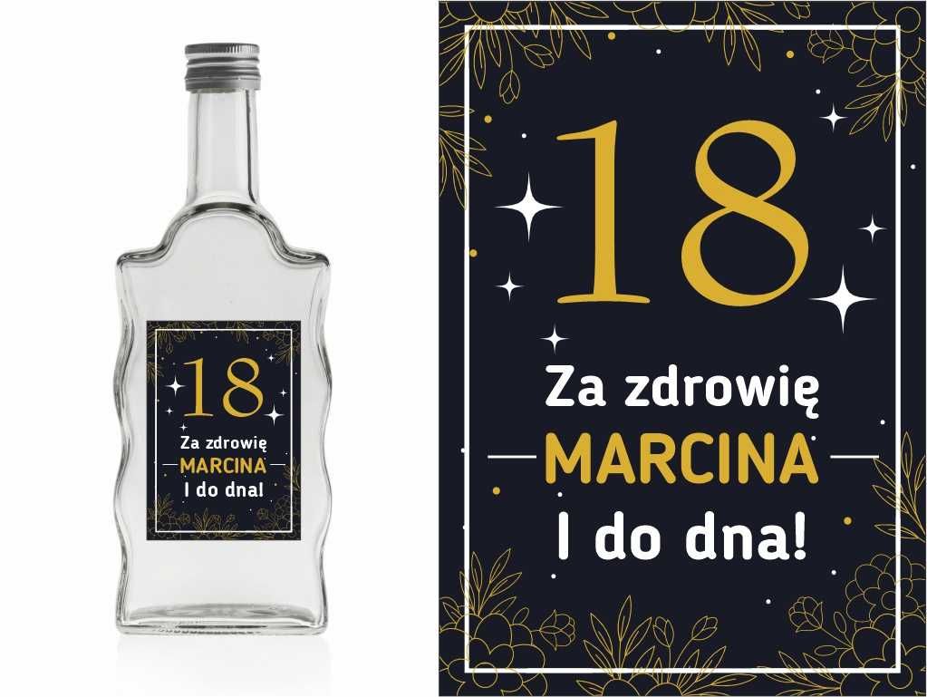 Etykiety Naklejki na butelki 18 urodziny z imieniem 10 szt różne wzory
