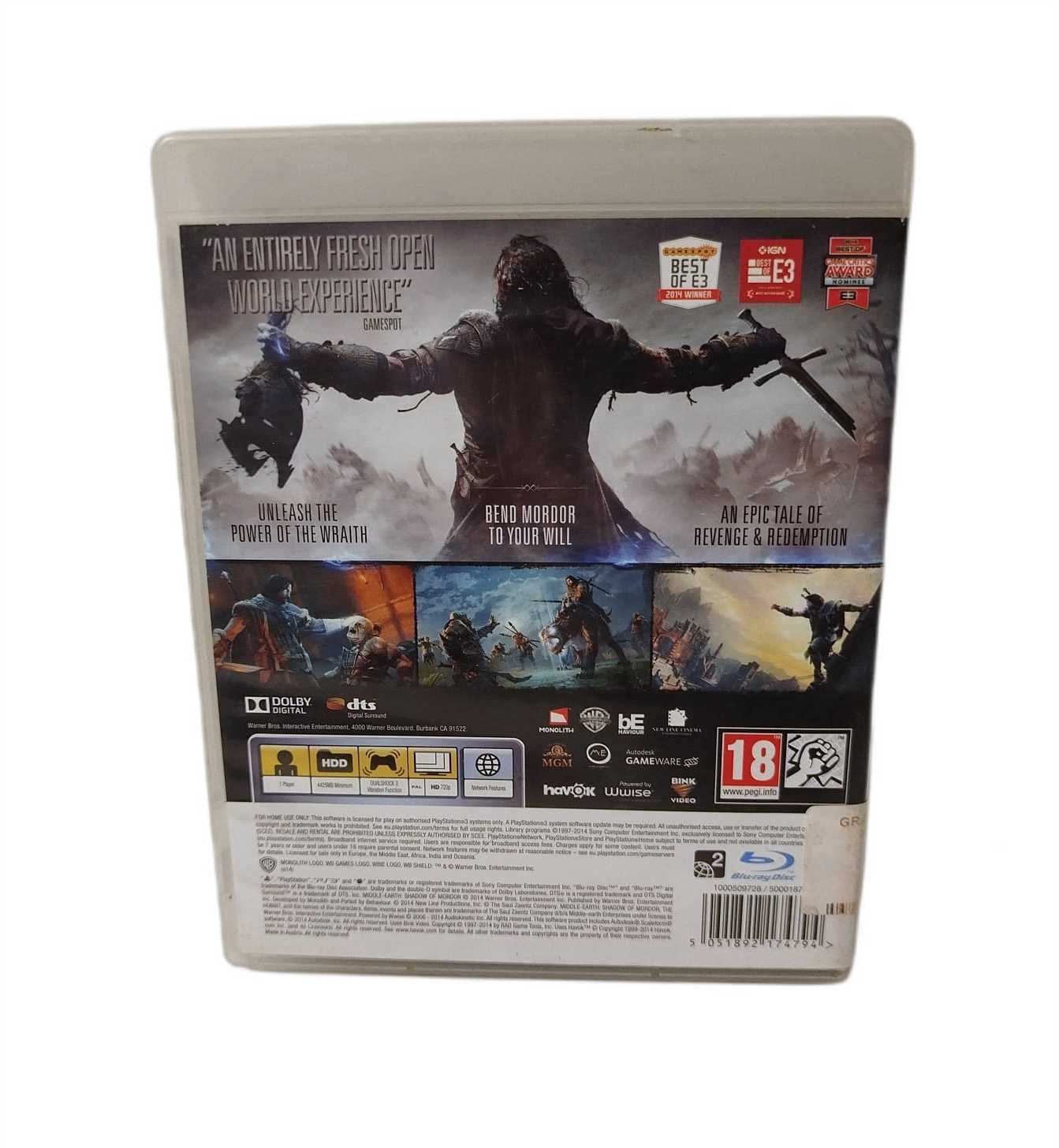 Gra Middle Earth Shadow of Mordor Cień Mordoru na PS3