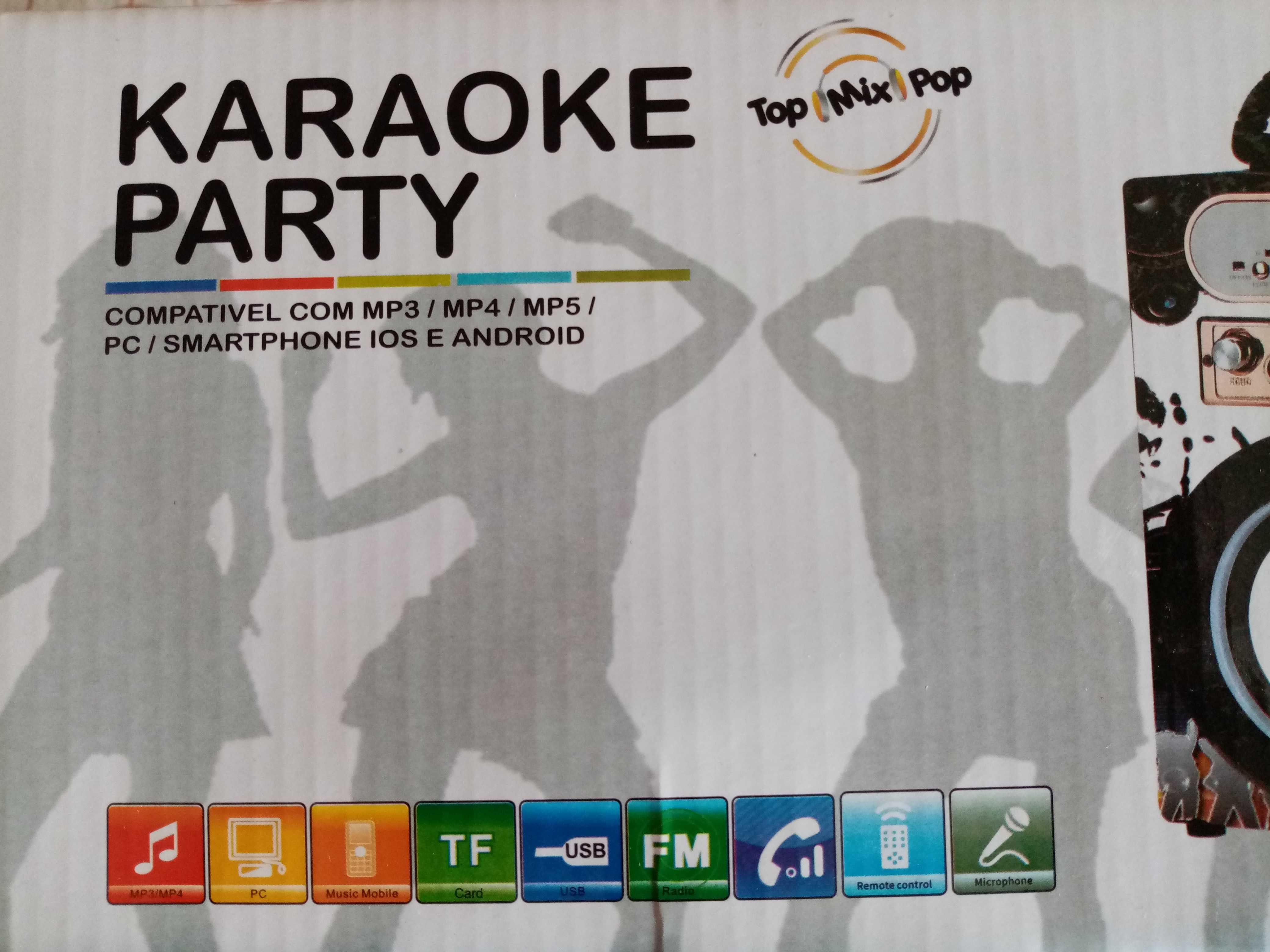 Coluna de Som Karaoke Party com Microfone - Artigo Novo Embalado