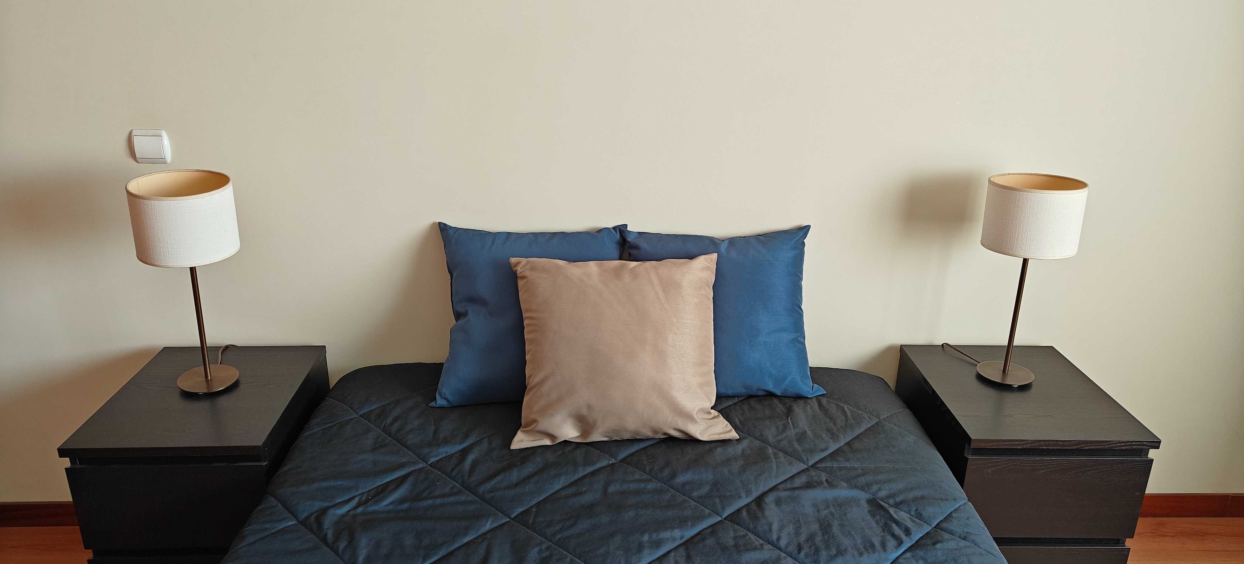 Edredão com 3 almofadas Azul Cinza
