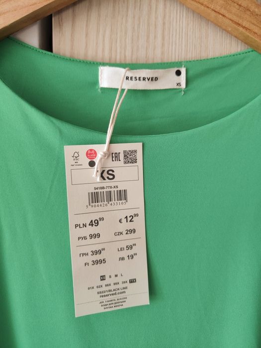 Gładkie zielone body Reserved xS 34
