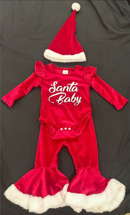 Fato Body + Calças + Gorro Natal Bebé Novo