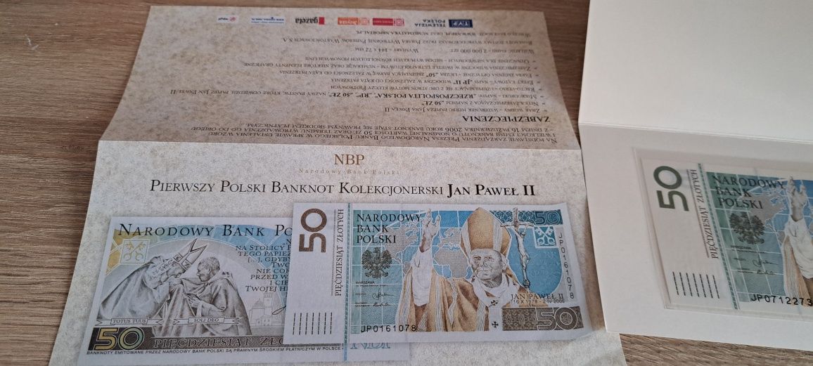 Banknot Kolekcjonerski 50 zł Jan Paweł II 2006 rok plus folder