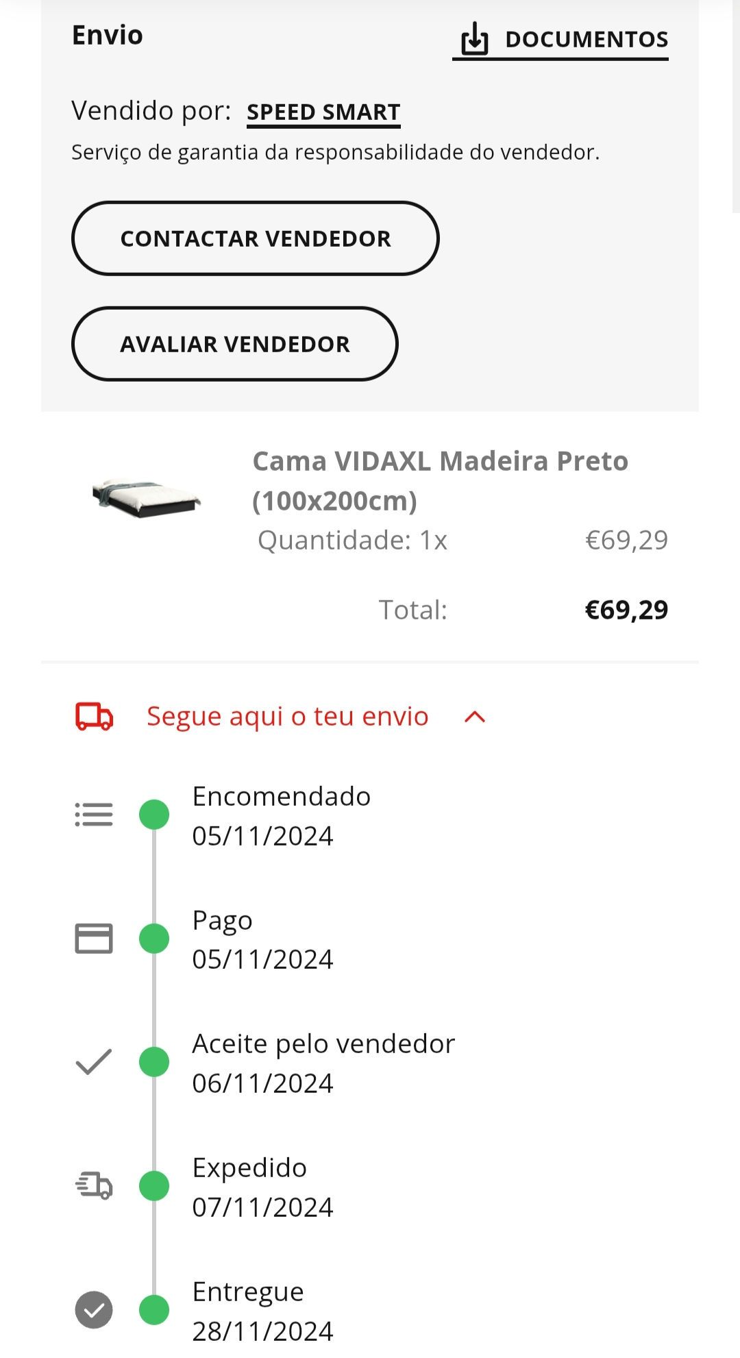 Estrutura de Cama e Colchão 100x200cm (SEMINOVOS)