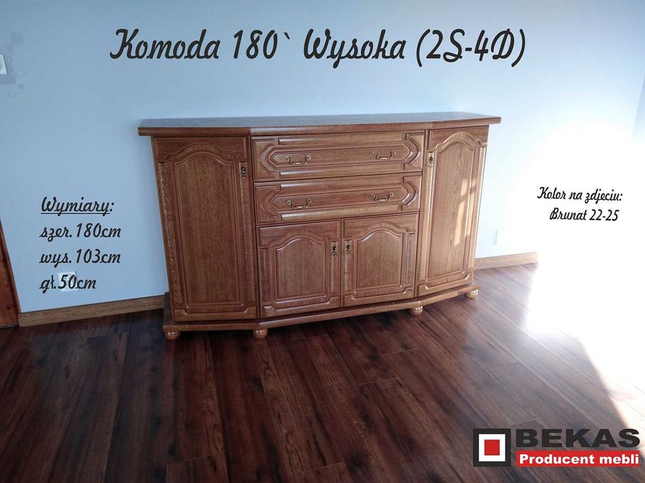 Śliczna Dębowa Komoda 180 Dąb Rustukalny Producent BEKAS Meble