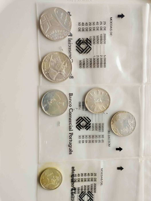 Moedas comemorativas , em prata de 10, 8 e 5 euros