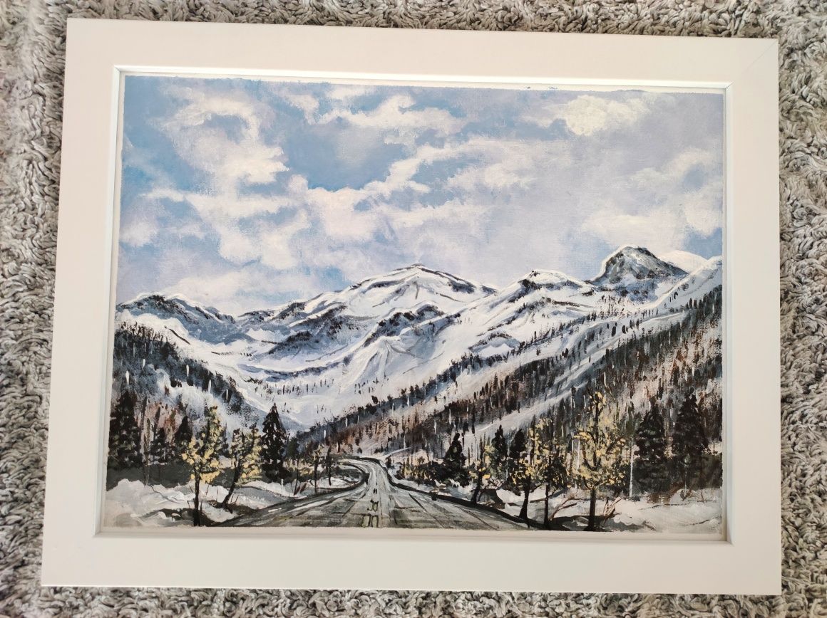 Ręcznie malowany obraz na płótnie - Góry