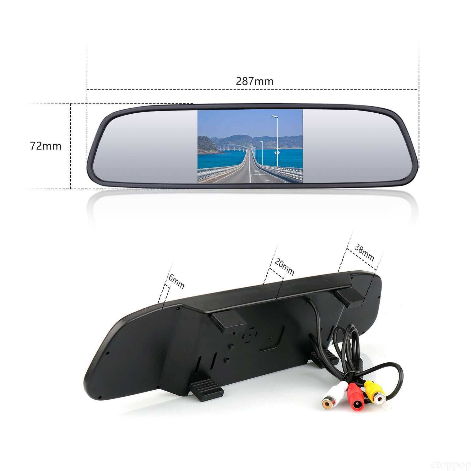 Espelho-monitor 4,3'''  + camara de marcha atrás- cabos ou wireless
