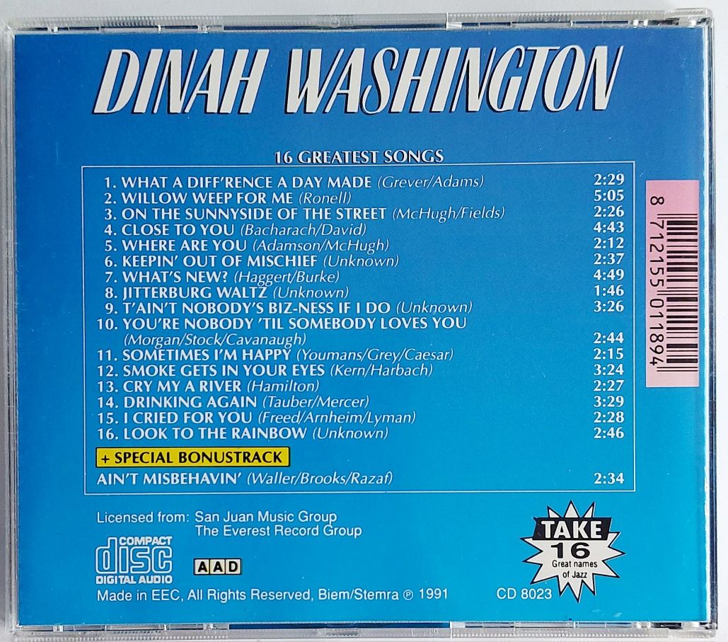 Dinah Washington 16 Greatest Songs 1991r