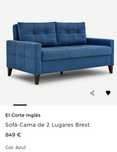 Sofá-cama azul NOVO do Corte Inglês