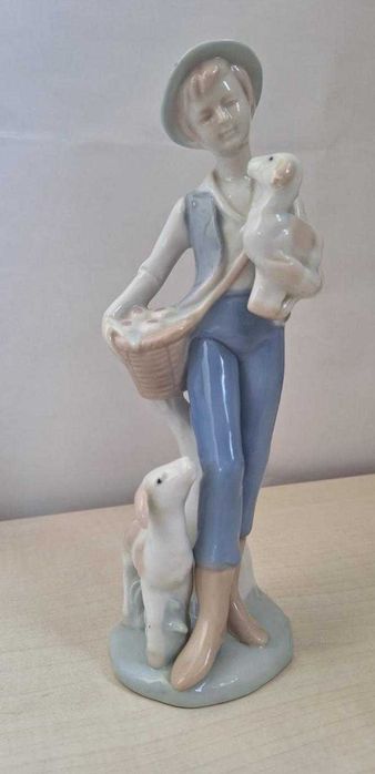 FIGURKA dziewczyna Porcelana Pastuszka z dwoma owieczkami 20cm bibelot
