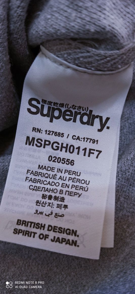 Superdry Super dry t-shirt  oryginalna szara koszulka polo rozmiar L