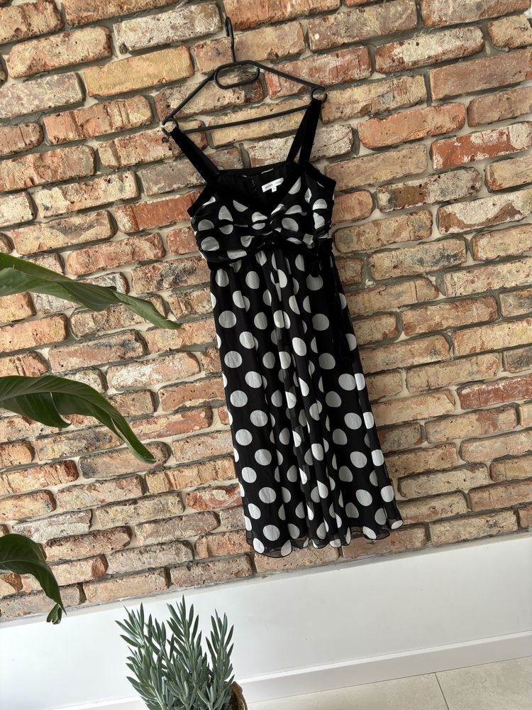 Sukienka w grochy midi tiulowa 38/40 wesele impreza wizytowa