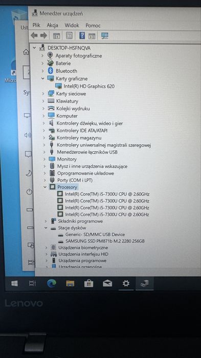 Lenovo T470 i5 8gb 256nvme 14 fh Ips 2 baterie podaw klawi wifi Win