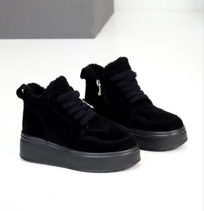 Жіночі зимові черевики Тедді натуральна замша