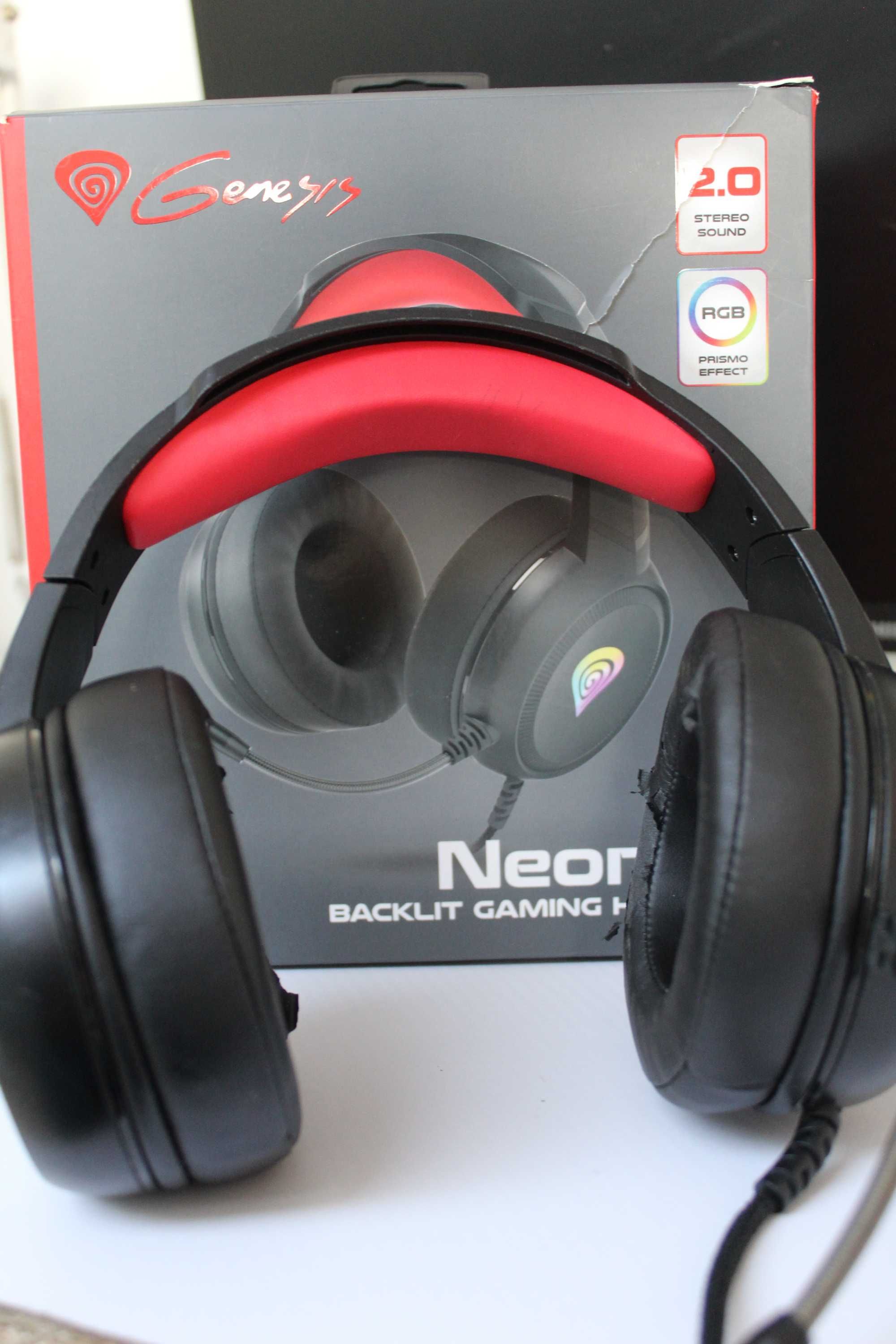 Słuchawki gamingowe GENESIS NEON 200 RGB z mikrofonem i pudełkiem