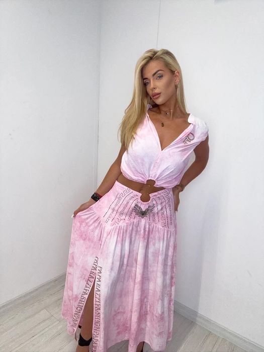 Elegancki komplet spódnica marmurek dwa kolory paparazzi