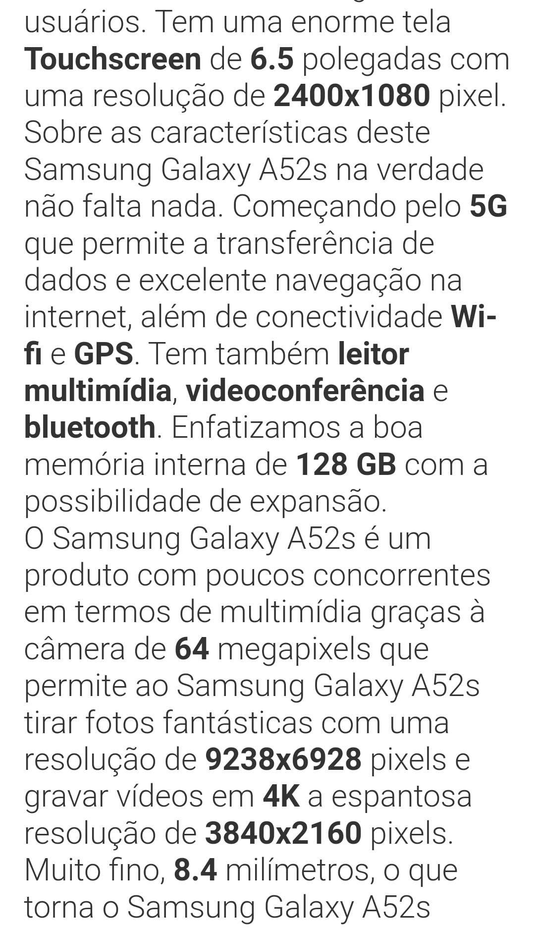 Samsung A52 S impecável