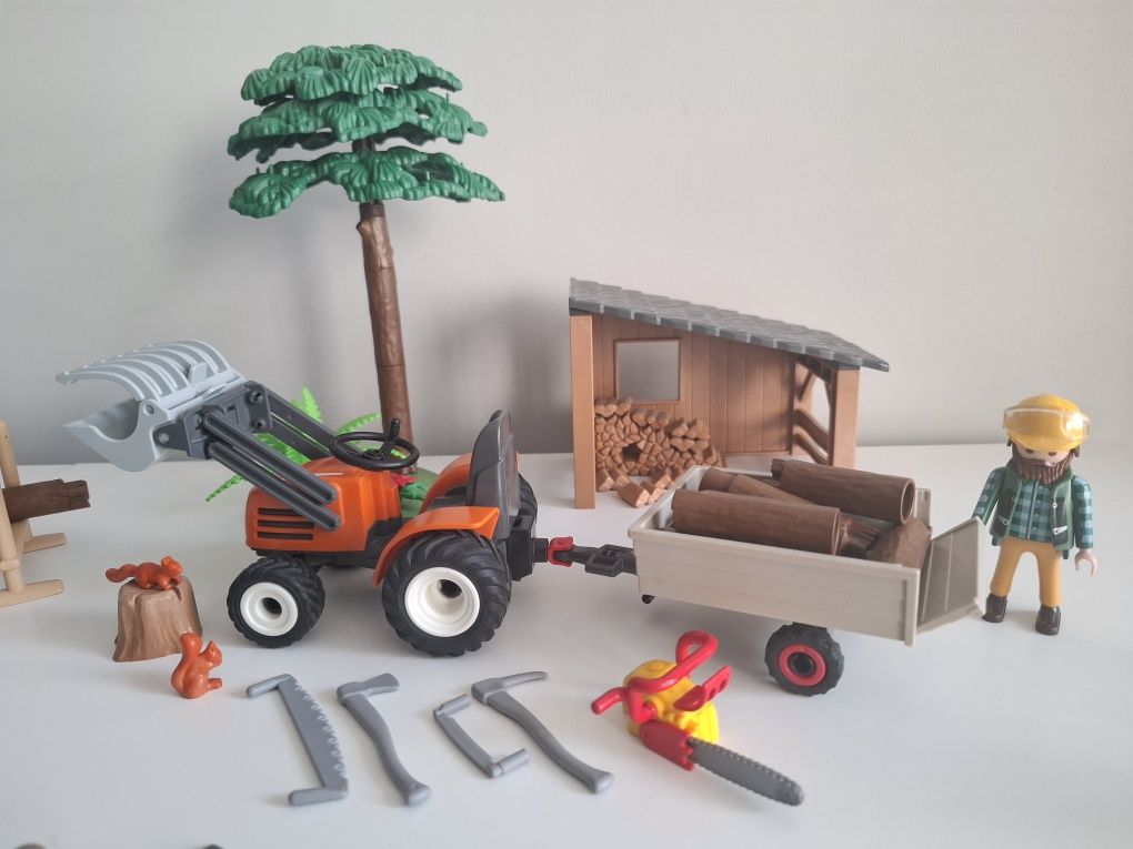 Playmobil traktor drwal drzewo przyczepka wieś 6814