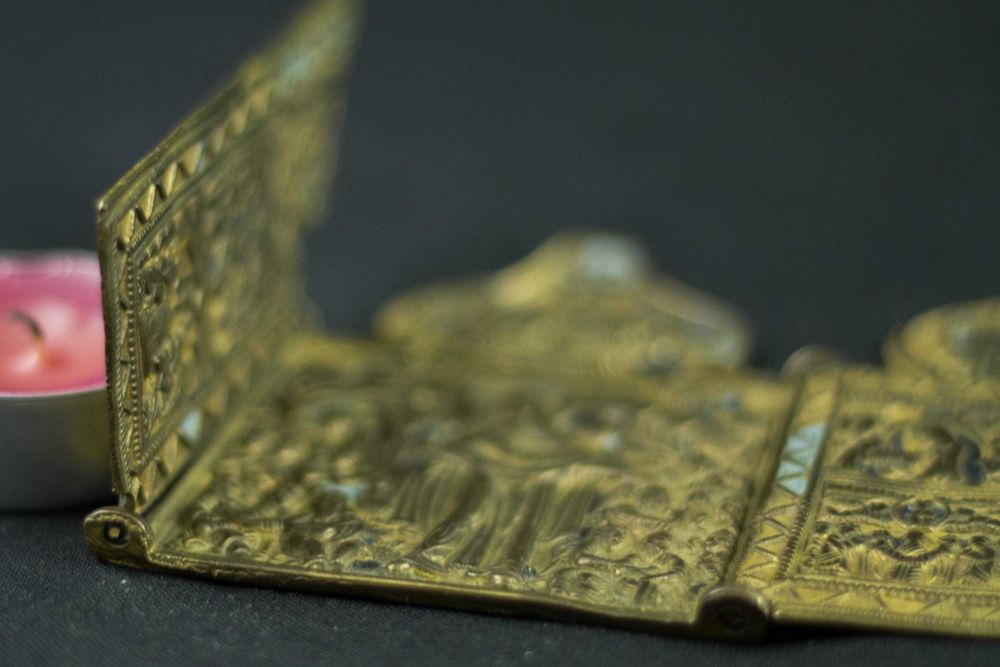 Ikona podróżna trzyczęściowa Rosja XIX w.