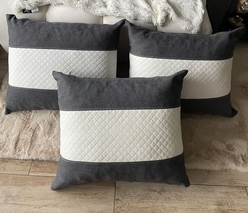 Komplet duzych poduszek szaro-kremowych do sofy kanapy poduszki 50x60