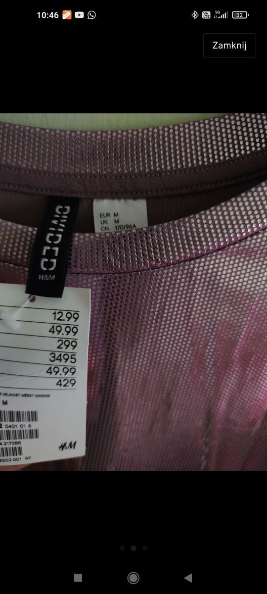 Błyszcząca koszulka h&m nowa z metka