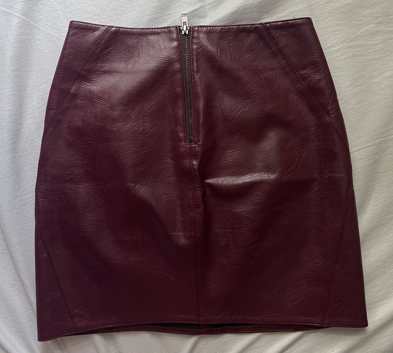 Шкіряна спідниця бургунд (темно червона)