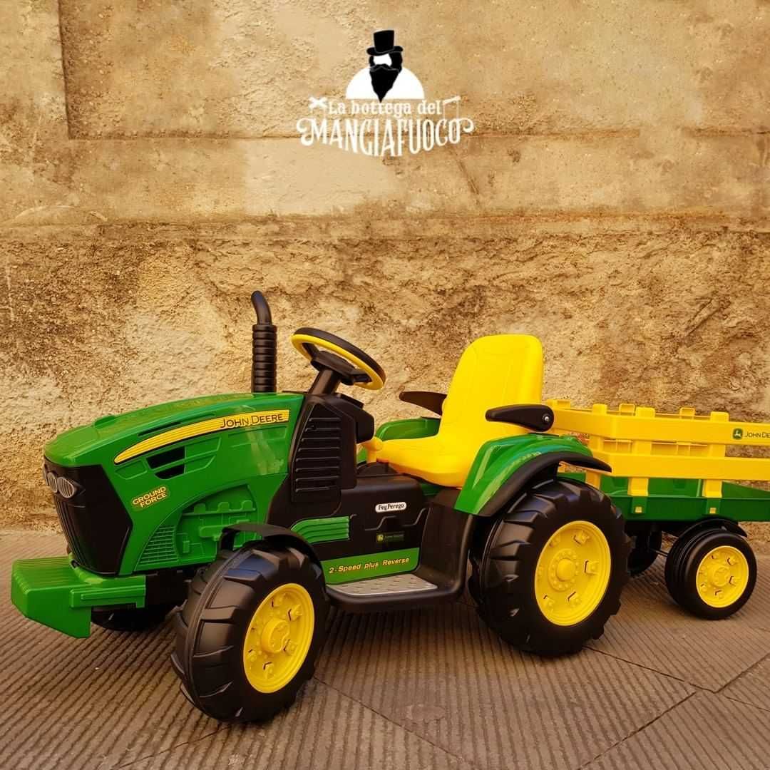 Nowe traktory na akumulator PEG PEREGO John Deere z przyczepka