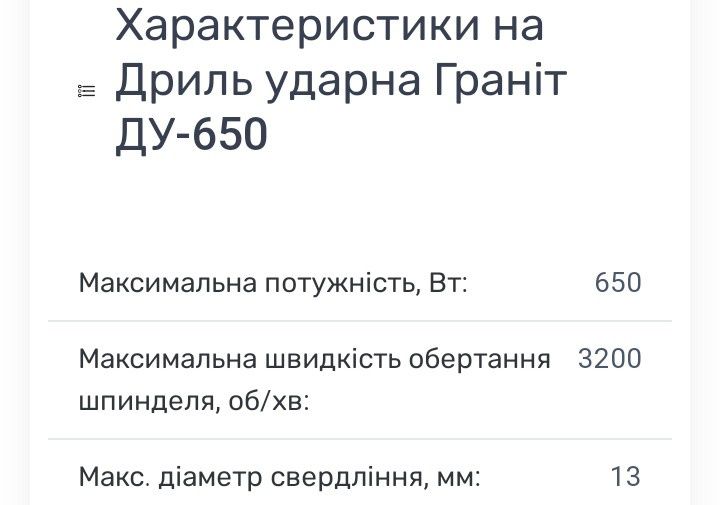 Дрель ДУ-650 ГРАНІТ