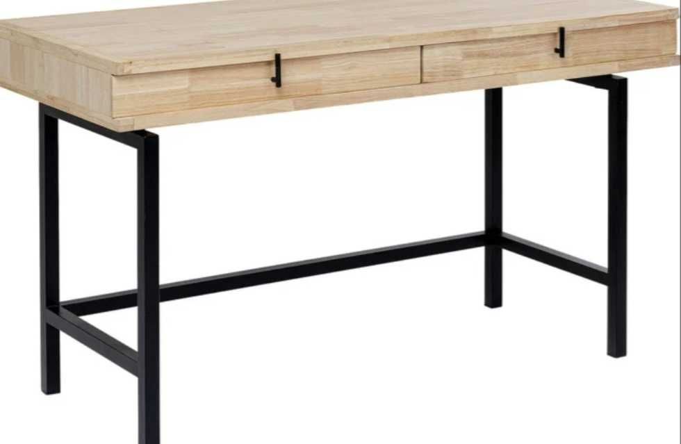 Kare design biurko COPENHAGEN 130X60 cm naturalne - nogi czarne