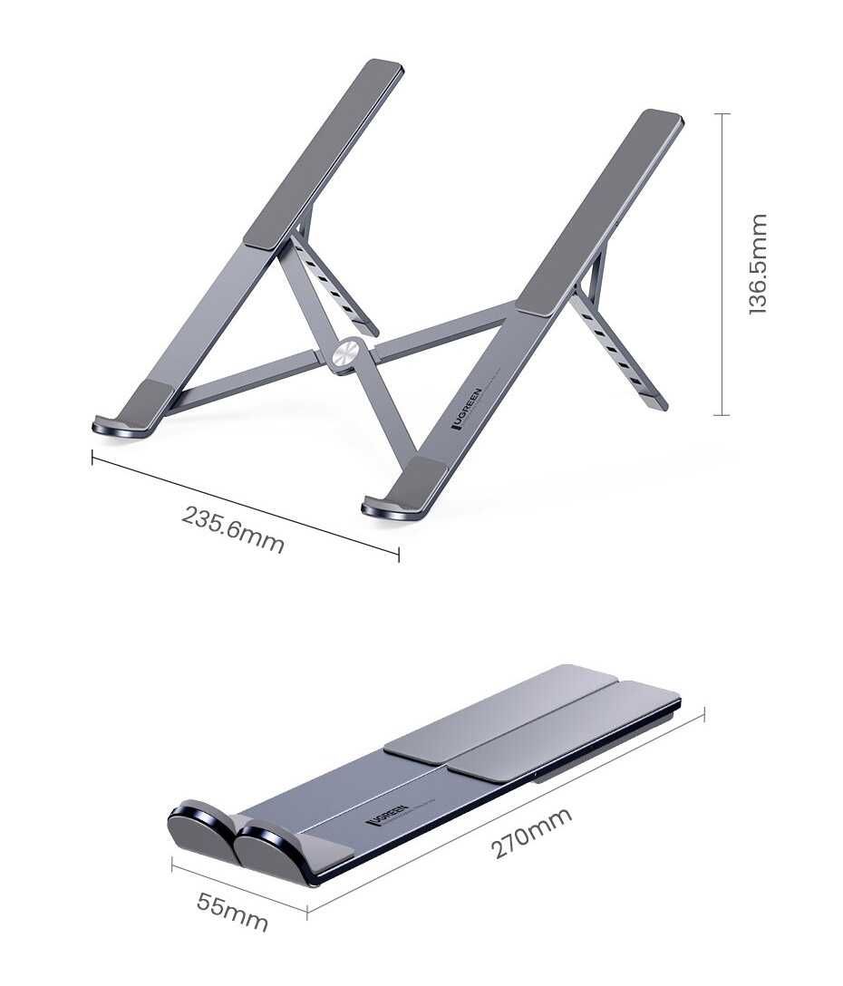 Подставка для ноутбука и планшета Ugreen складная с чехлом алюминий