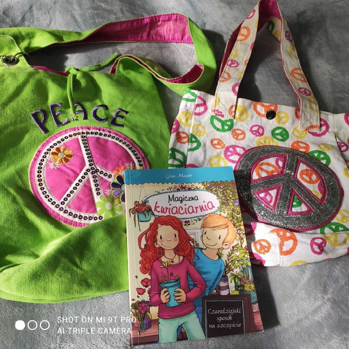 2 torebki na ramię dla dziewczynek PEACE, Fasion expres +Książeczka