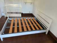 cama de casal em pinho branca