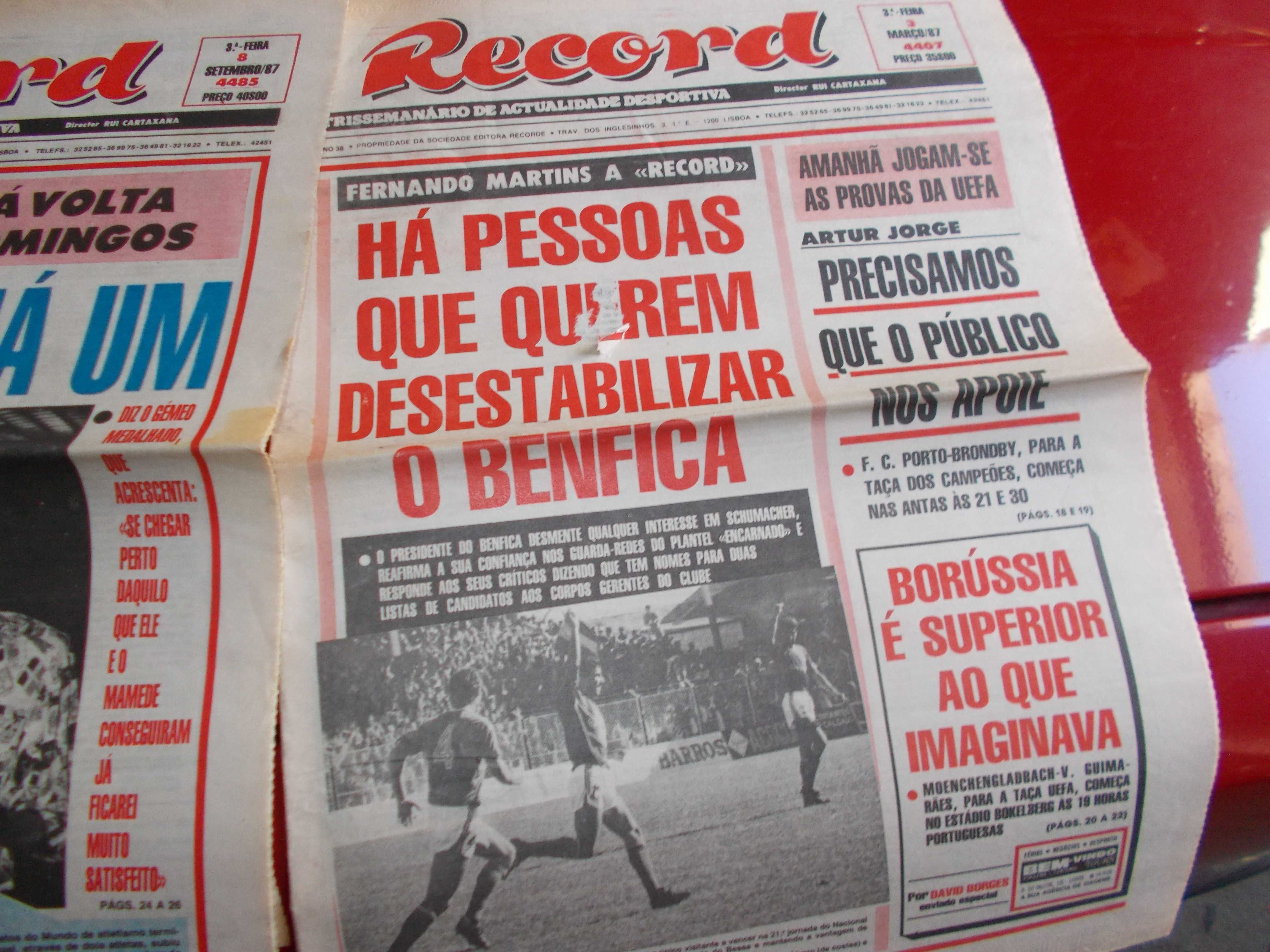 12 capas jornal Record 1987 .