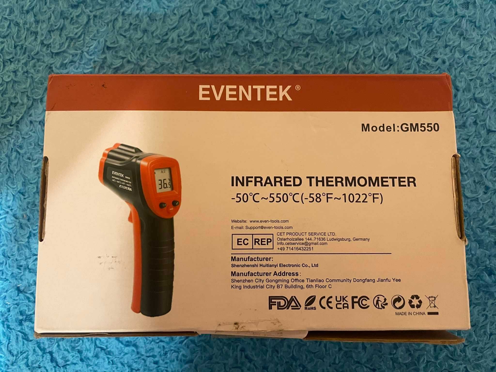Termometr laserowy cyfrowy na podczerwień Eventek -50°C do 550°C