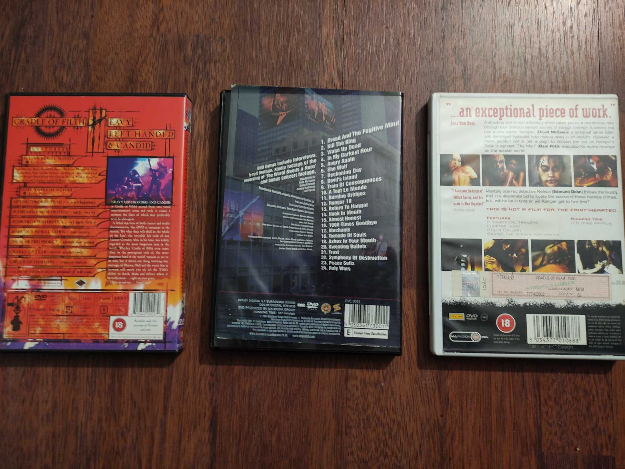DVDs Heavy Metal Cradle of Filth e Megadeth