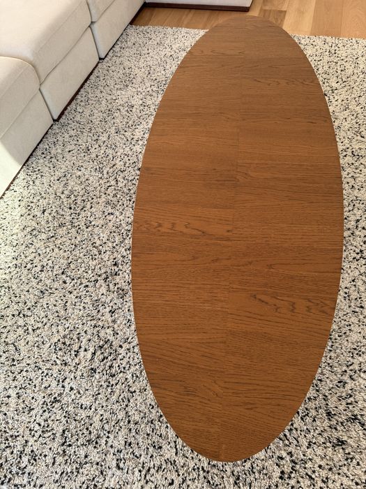 Mesa centro sala café oval madeira