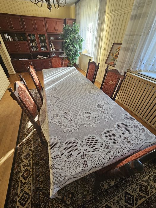 Stół z 6 krzesłami – styl retro, lata 70/80, solidny komplet