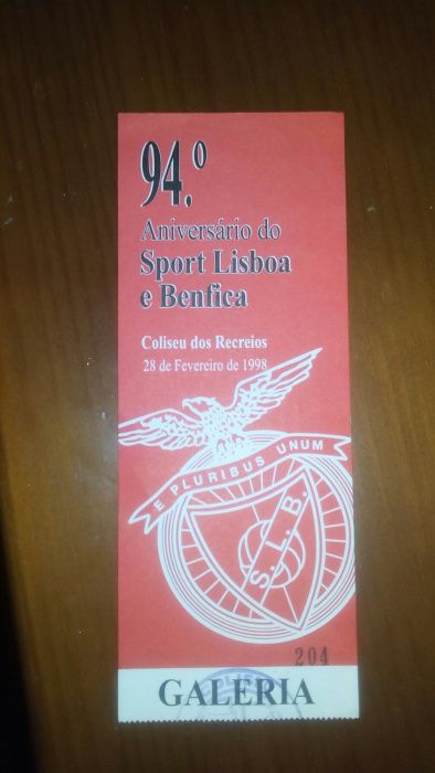 Bilhete S.L.B 94° Aniversario (28-Fev-1998)