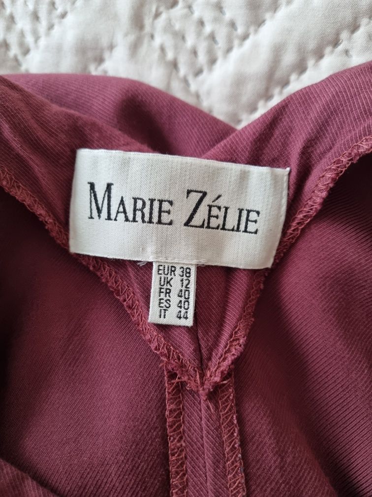 Celia wiskoza retro sukienka jesień elegancka marie zelie bordo burgun