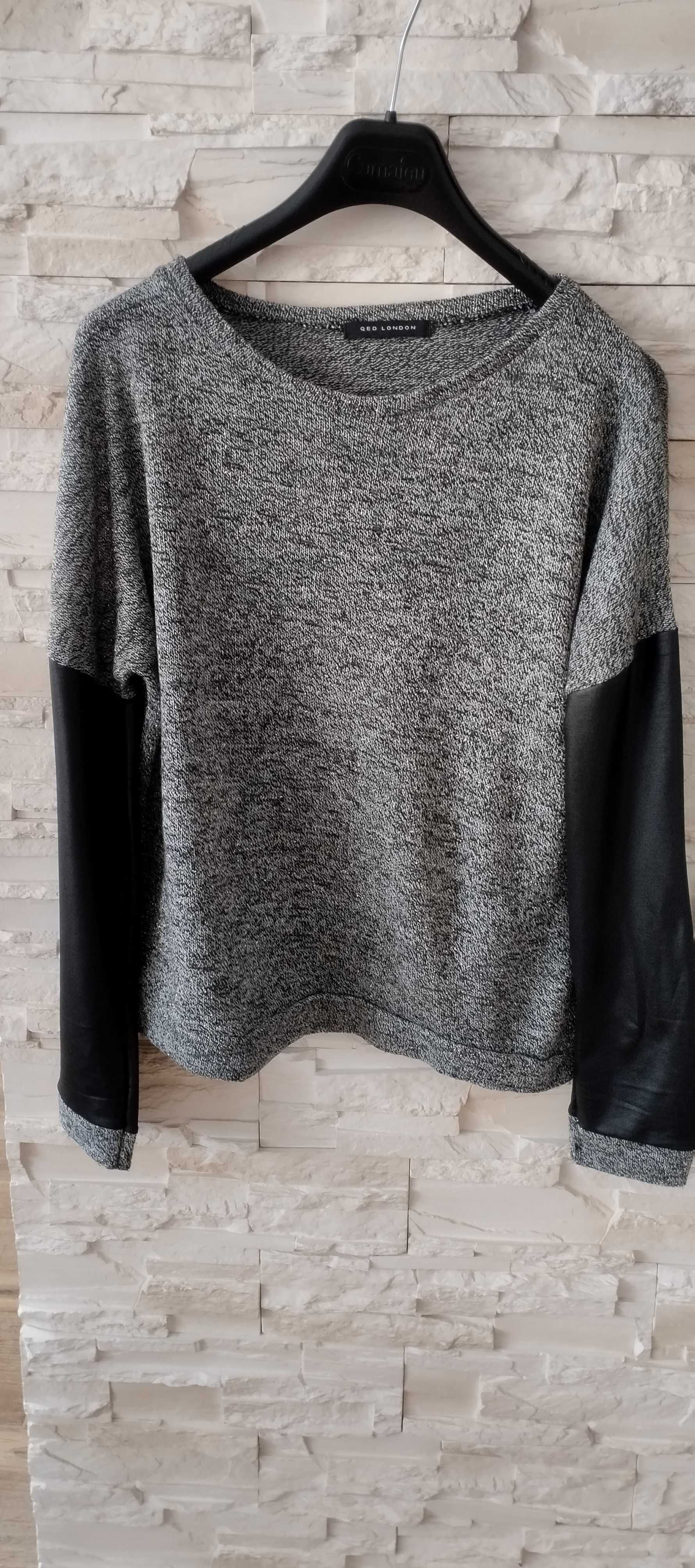 Cienki sweter ze świecącą nitką szary M/L QED London