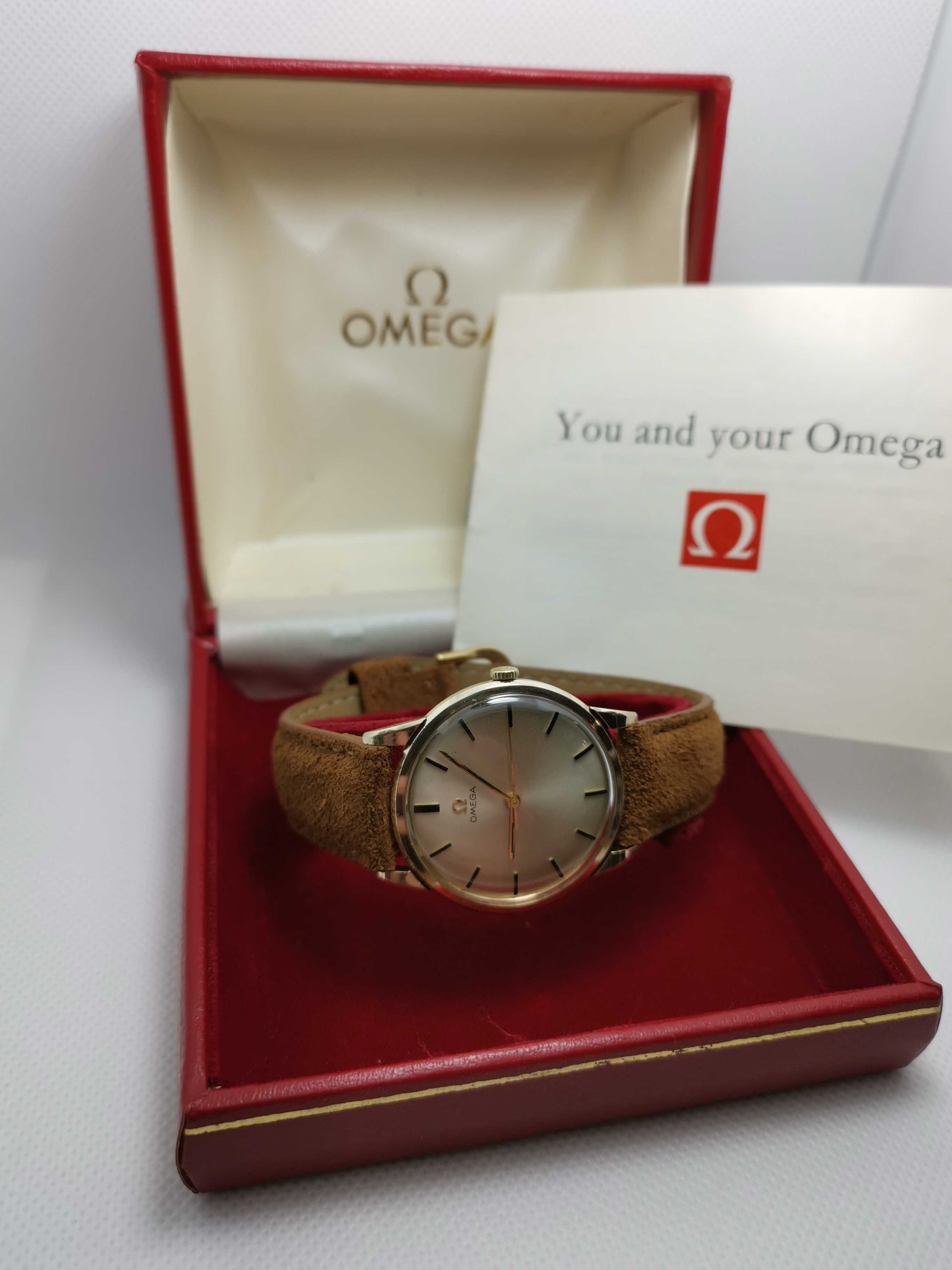 Omega 1964 r. zegarek męski złoty 9K PR. 375 pudełko