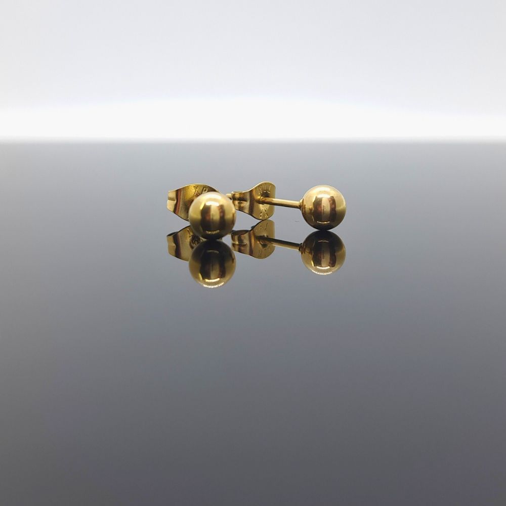 Kolczyki złote kulki 5mm - Pozłacana stal chirurgiczna