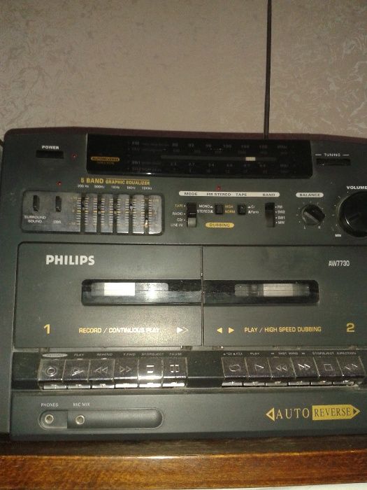 Музыкальный центр PHILIPS AW7730- 2-х кассетный плюс радио FM