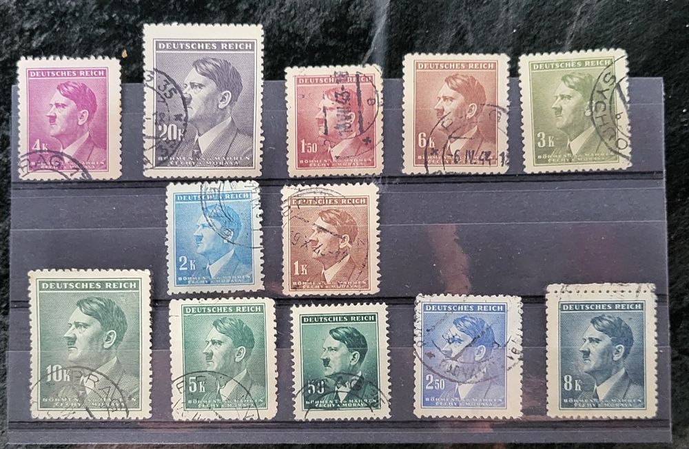 Znaczki pocztowe z 2WW Adolf Hitler 12 sztuk II Wojna Światowa